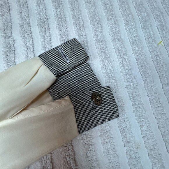 Vintage Women's Sharon Anthony Long Sleeve White Blouse Houndstooth Vest Size 4P - Picture 10 of 10